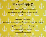 Hochzeits-ABC mit Anker-Muster: Infos zu Ankunft, Dresscode, Essen & mehr.