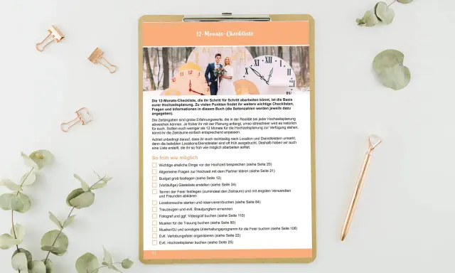 Hochzeits-Checkliste mit vielen Tipps. Kostenlose druckvorlagen hochzeit kostenlos helfen bei der Planung.